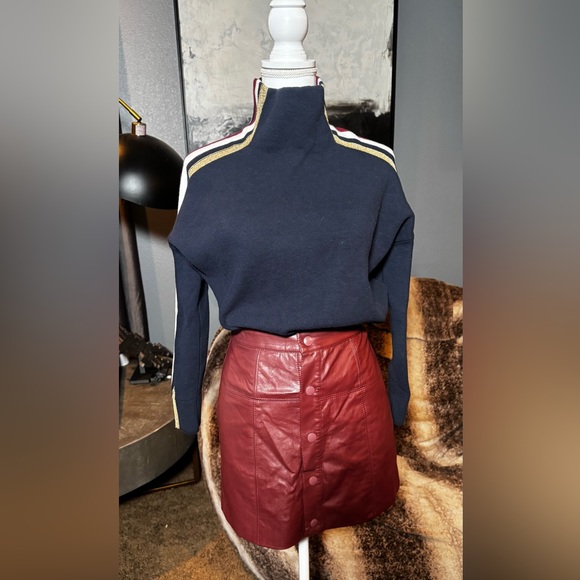 Tommy Hilfiger Icons Cotton Cashmere Blend Sweater XS Navy Stripe Sleeve - Picture 4 of 16